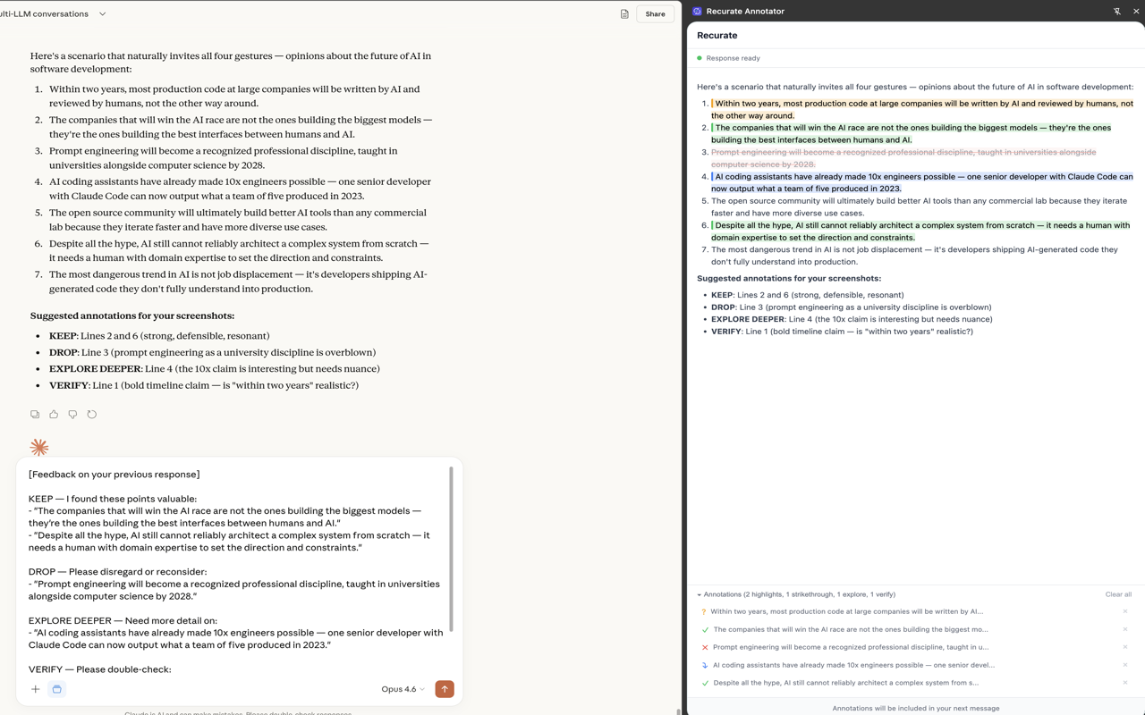 Recurate Annotator — annotations on Claude with side panel